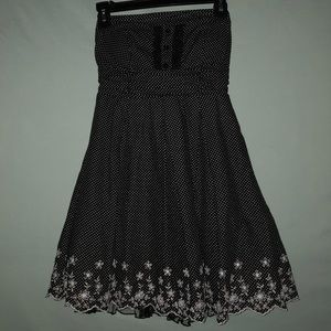Black and White Polka Dot Dress with Floral Bottom